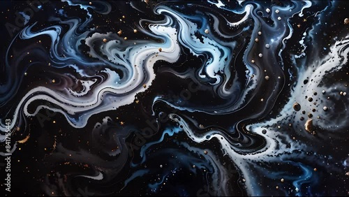 mysterious artistic patterns, complex designs of dark black swirls interweave and disperse on the canvas, evoking a mysterious and captivating atmosphere