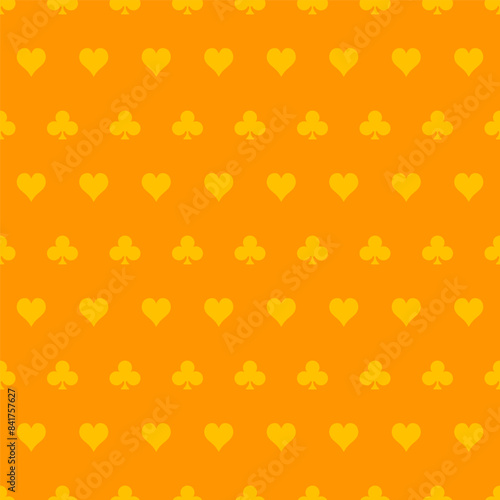 Orange seamless pattern with playing card symbols