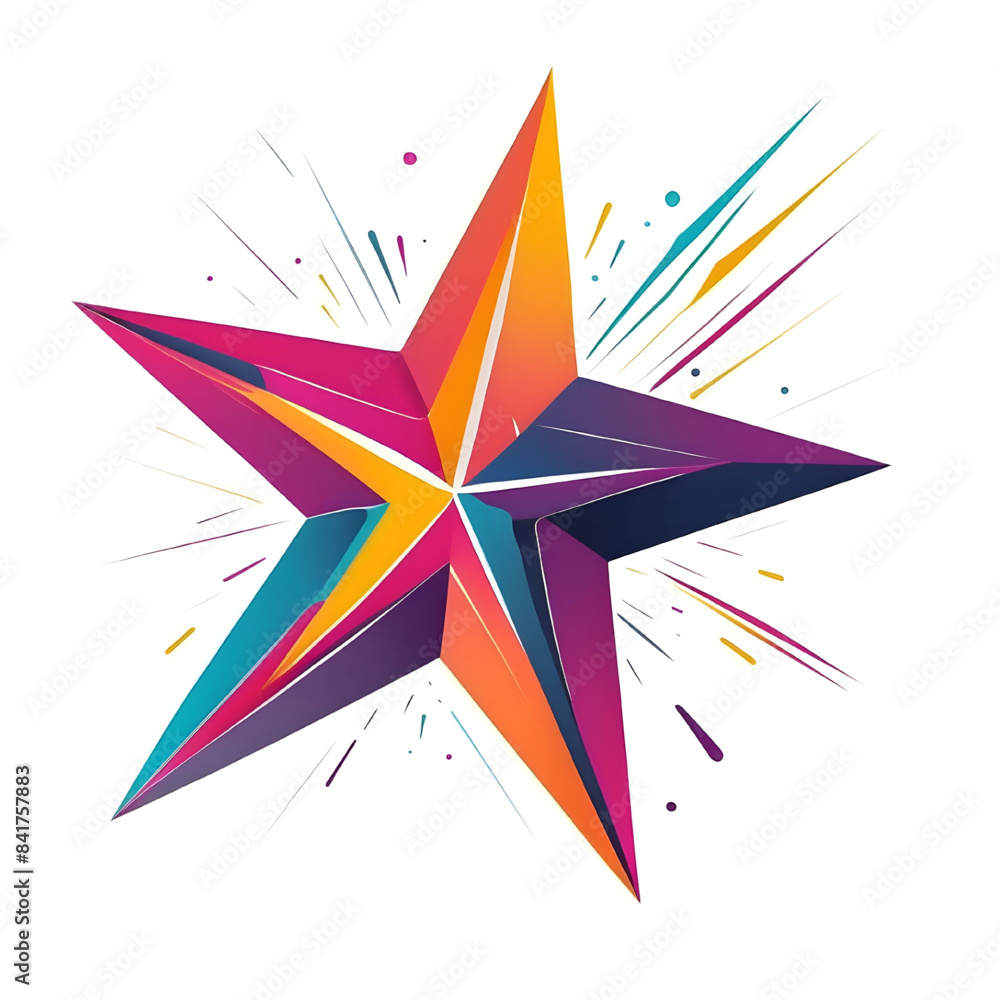 abstract colorful star with shining effect isolated on white background, vector ready for design abstract colorful star with shining effect isolated on white background, vector ready for design
