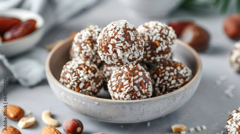 Healthy homemade energy balls with dates and nuts Healthy homemade energy balls with dates and nuts