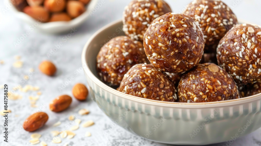 Fototapeta premium Healthy homemade energy balls with dates and nuts