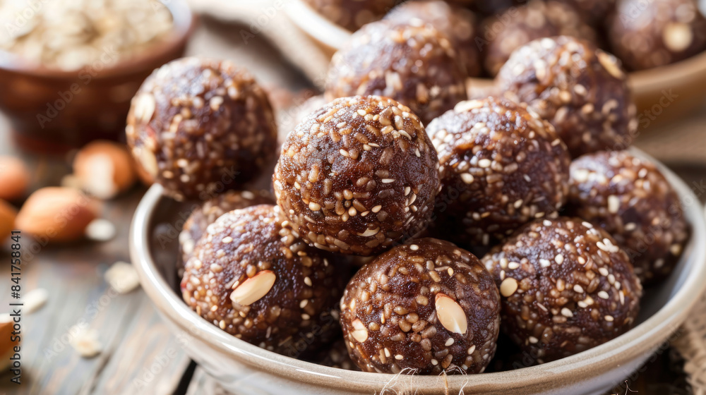 Healthy homemade energy balls with dates and nuts Healthy homemade energy balls with dates and nuts