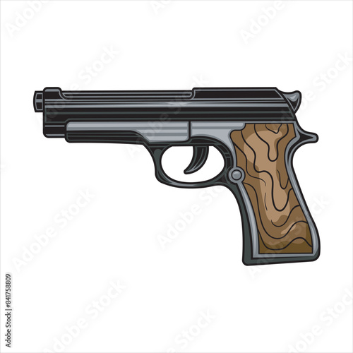 Vector Illustration of Revolver with Vintage Illustration
