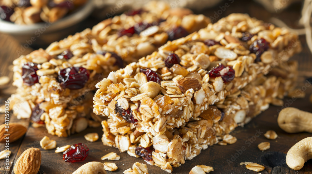 Healthy homemade granola bars with nuts and dried fruit Healthy homemade granola bars with nuts and dried fruit