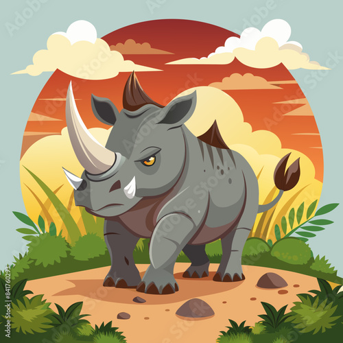 a rhinoceros defending its territory