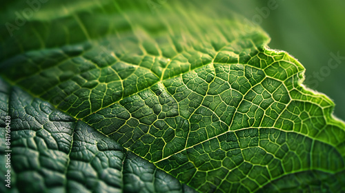 Nature background - close up macro photography of green leaf