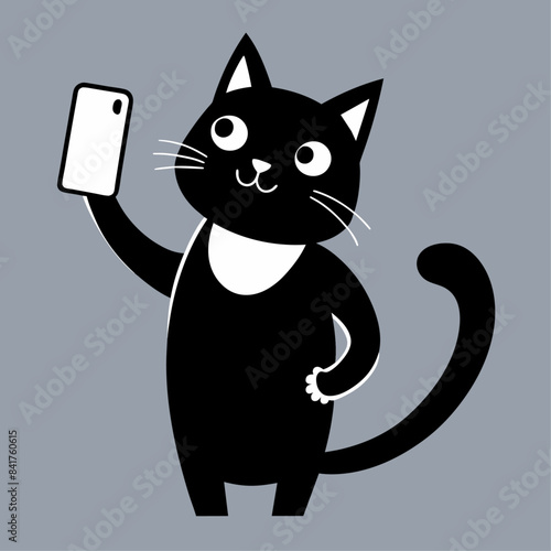 Funny cat taking selfie vector sketch