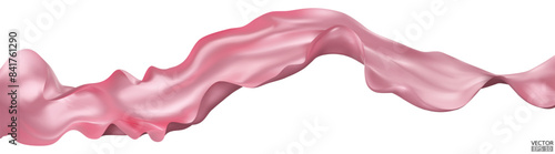 Flying pink silk textile fabric flag background. Smooth elegant pink Satin Isolated on white Background for grand opening ceremony. Pink curtain. 3d vector illustration