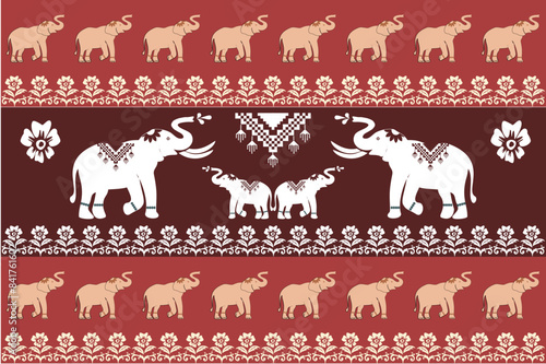 elephants pattern,thai pattern. seamless ,Traditional ethnic,thai pattern,fabric pattern for textiles,rugs, wallpaper,clothing, sarong, batik,wrap,embroidery,print,background,cover,vector illustration