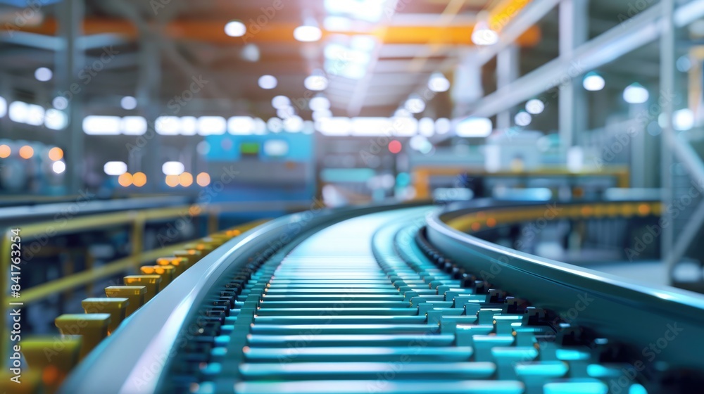 Goods transportation via automated conveyor belt in high-tech ...