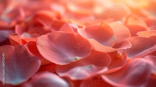 Ethereal Beauty in Soft Pastels - Double Exposure Silhouette of Falling Rose Petals with Gentle Breeze Close Up