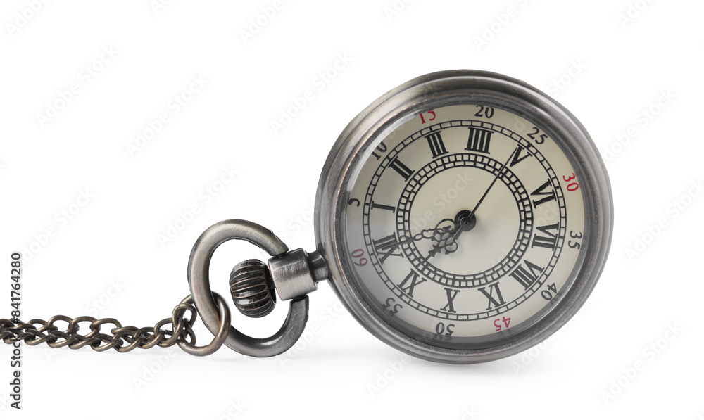 One pocket clock with chain isolated on white One pocket clock with chain isolated on white