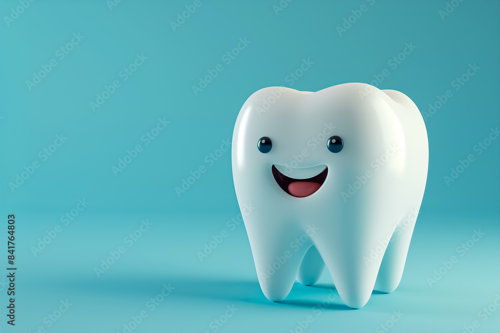 3d tooth mascot cartoon smile in pastel studio dental concept 3d tooth mascot cartoon smile in pastel studio dental concept