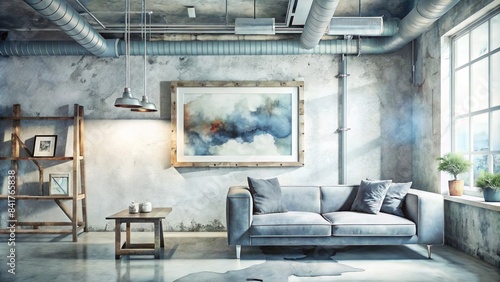 Wallpaper Mural Modern room interior in watercolor style. Torontodigital.ca