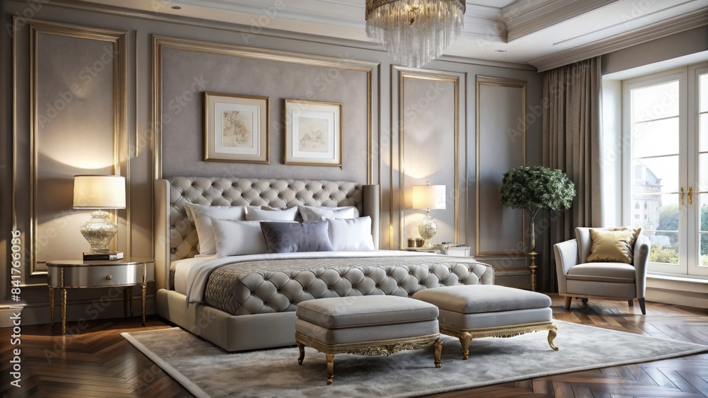 Fototapeta premium A sleek and stylish living room featuring minimalist decor, neutral tones