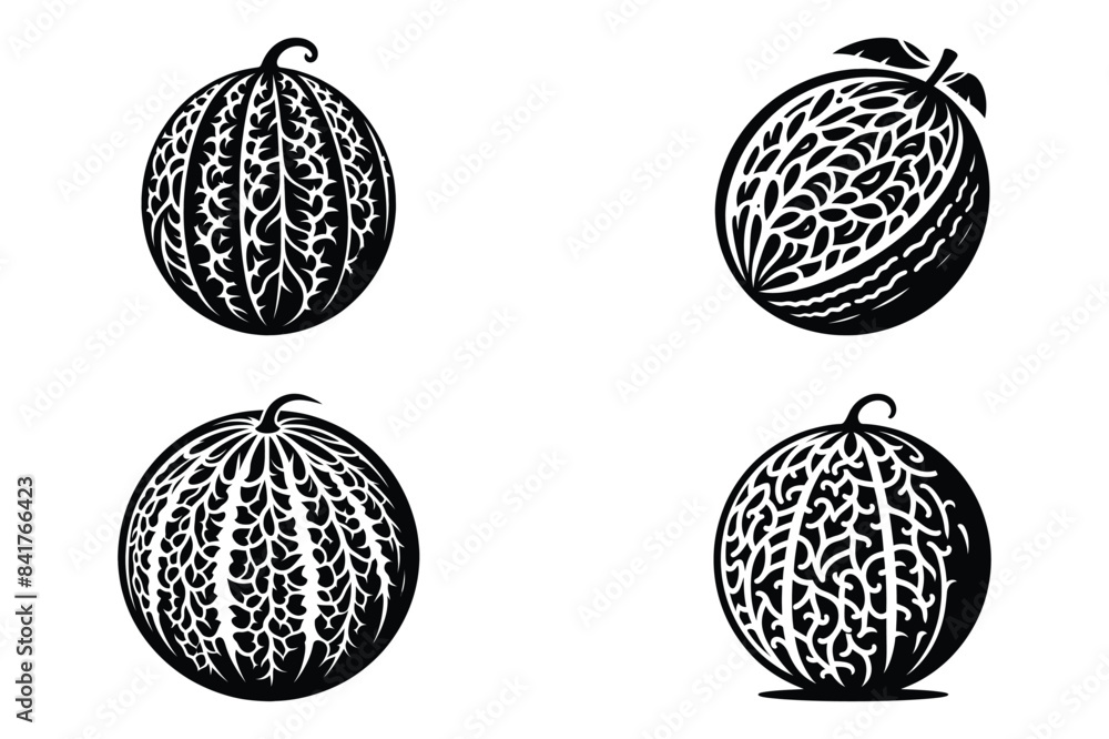 Cantaloupe Fruit Vector Silhouette Illustration Cantaloupe Fruit Vector Silhouette Illustration
