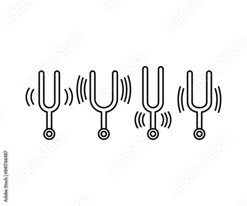 tuning fork icon symbol vector design flat illustration black white simple line collections sets isolated