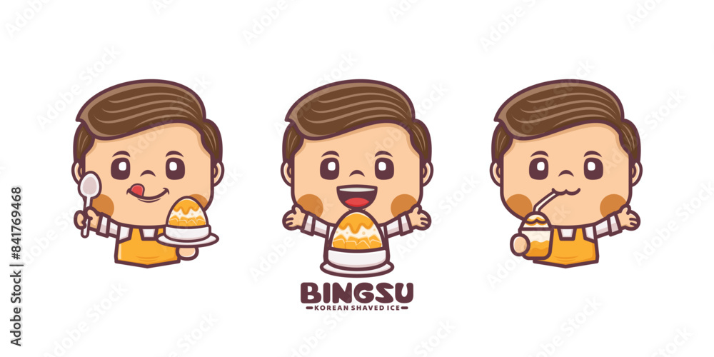 cute cartoon mascot design with korean shaved ice bingsu cute cartoon mascot design with korean shaved ice bingsu