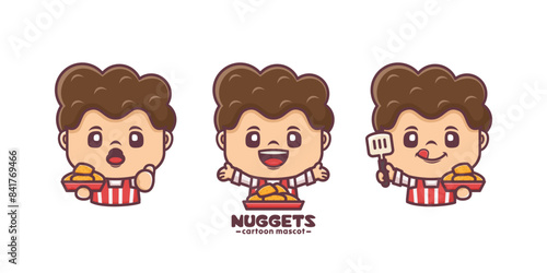 cute cartoon mascot with nuggets