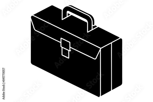 briefcase axonometries silhouette vector illustration