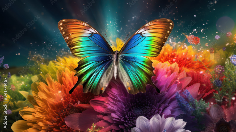 A butterfly wings landing on a flower A butterfly wings landing on a flower