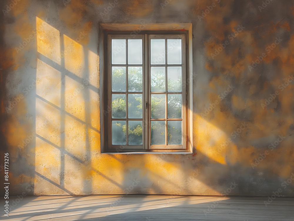 Alone window on a large empty wall Alone window on a large empty wall