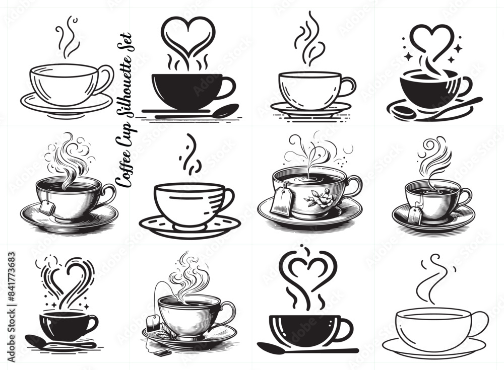 Coffee cup silhouette set Coffee cup silhouette set