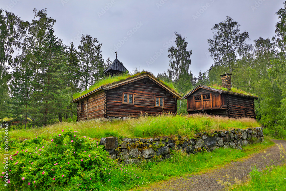 Norway Lillehammer city view on a cloudy summer day. Norway Lillehammer city view on a cloudy summer day.