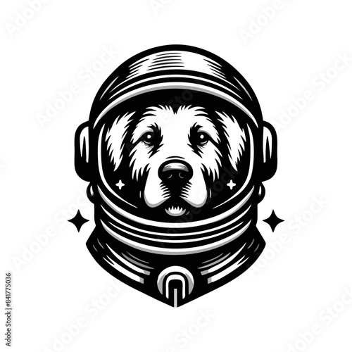 astronaut dog head logo design. astronaut dog head illustration