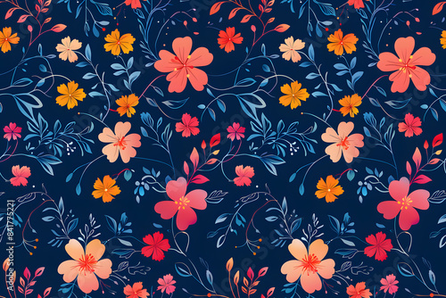 Wallpaper Mural Seamless Floral Pattern with Flowers and Butterflies in Pink for Wallpaper and Fabric Design Torontodigital.ca