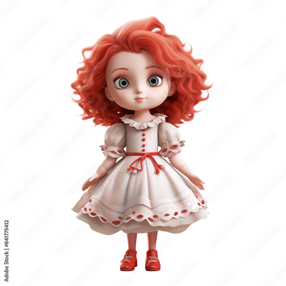 doll in a hair red isolated on white doll in a hair red isolated on white
