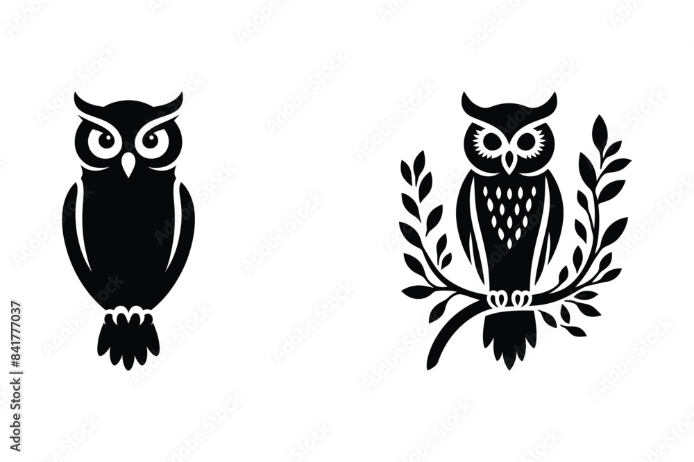 Owl Bird Logo Icon Vector Silhouette Illustration Owl Bird Logo Icon Vector Silhouette Illustration