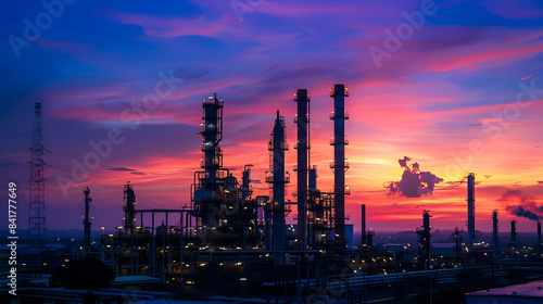 Wallpaper Mural Column tower in petrochemical plant at twilight Torontodigital.ca