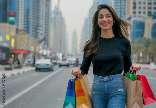 Woman Walking on City Street With a Smile
