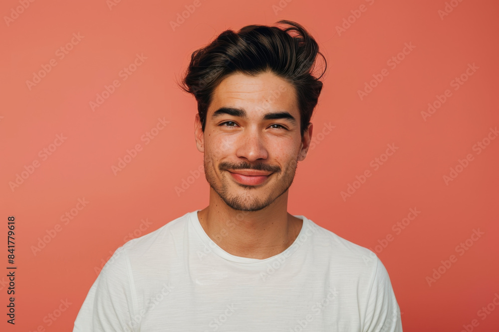 Obraz premium A close up portrait of a young man with a subtle smile