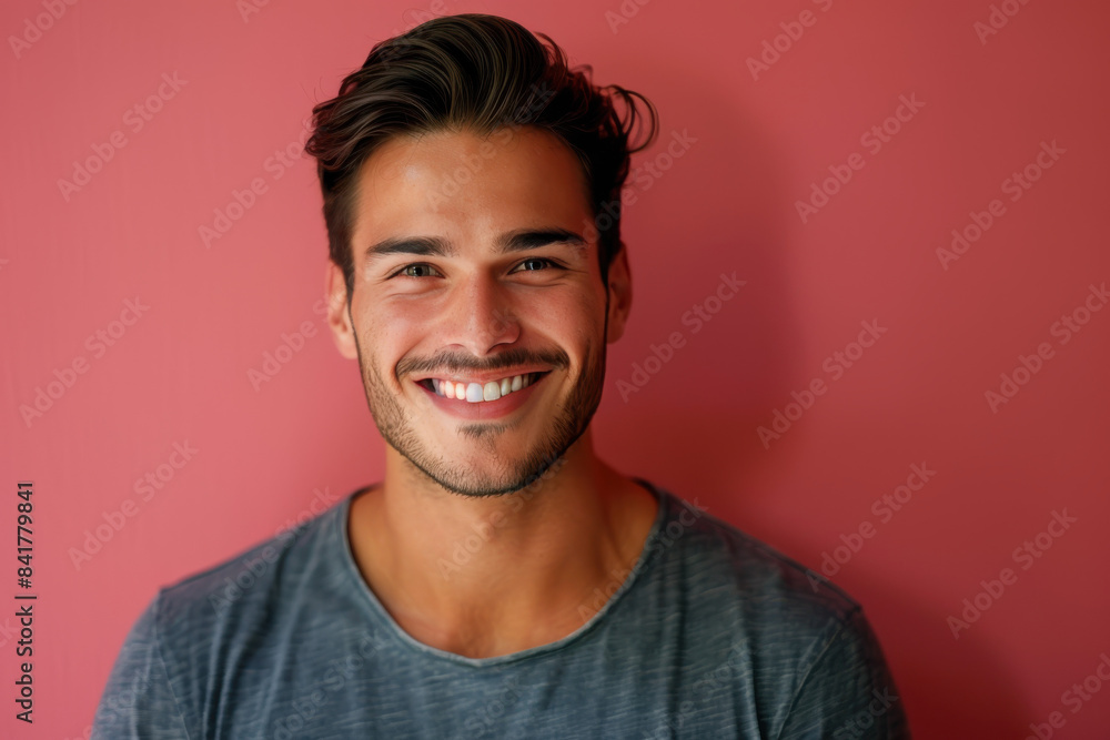 Obraz premium A close up portrait of a young man with a subtle smile