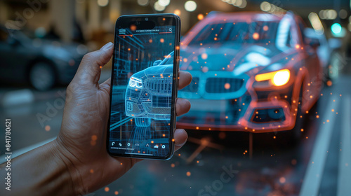  car scan using the AI mobile application on smartphone.