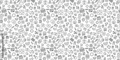 Seamless pattern Healthcare and Medical, medical element bacground. Vector illustration