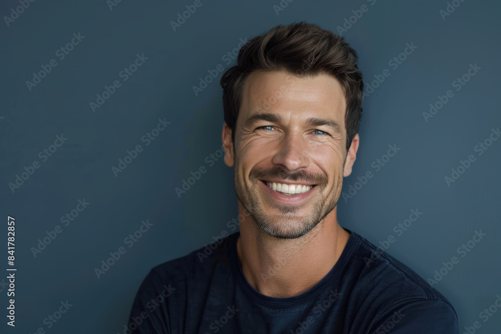 Obraz premium A close up portrait of a young man with a subtle smile