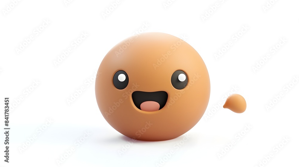 Cute 3D Rendered Clay-Style Chat Bubble Icon with Friendly Expression on White Background Cute 3D Rendered Clay-Style Chat Bubble Icon with Friendly Expression on White Background