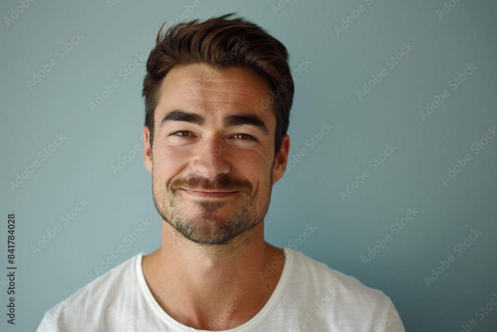 Fototapeta premium A close up portrait of a young man with a subtle smile