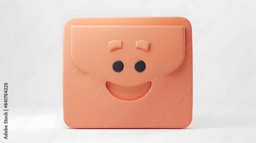 Whimsical Clay-Style Folder Icon with Happy Expression on White Background Whimsical Clay-Style Folder Icon with Happy Expression on White Background