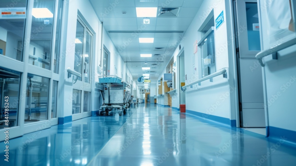 Obraz premium A hospital with advanced medical waste disposal systems, showcasing safe and hygienic practices in a setting of a modern healthcare facility, emphasizing medical waste management.