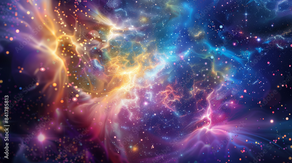 A vivid depiction of a cosmic explosion, with swirls of vibrant colors and ethereal light creating a sense of interstellar wonder and energy. A vivid depiction of a cosmic explosion, with swirls of vibrant colors and ethereal light creating a sense of interstellar wonder and energy.