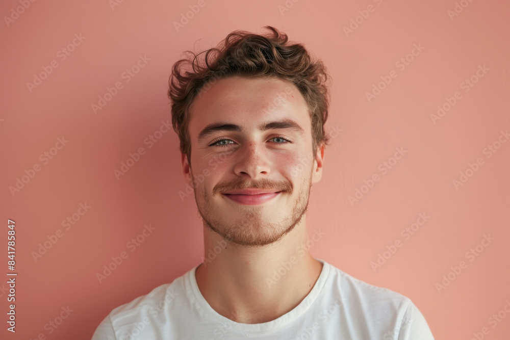 Obraz premium A close up portrait of a young man with a subtle smile