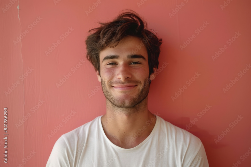 Fototapeta premium A close up portrait of a young man with a subtle smile