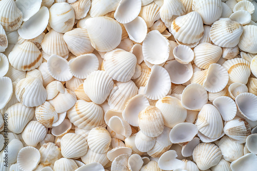 Beautiful background, light shade seashells, top view, texture, background photo.