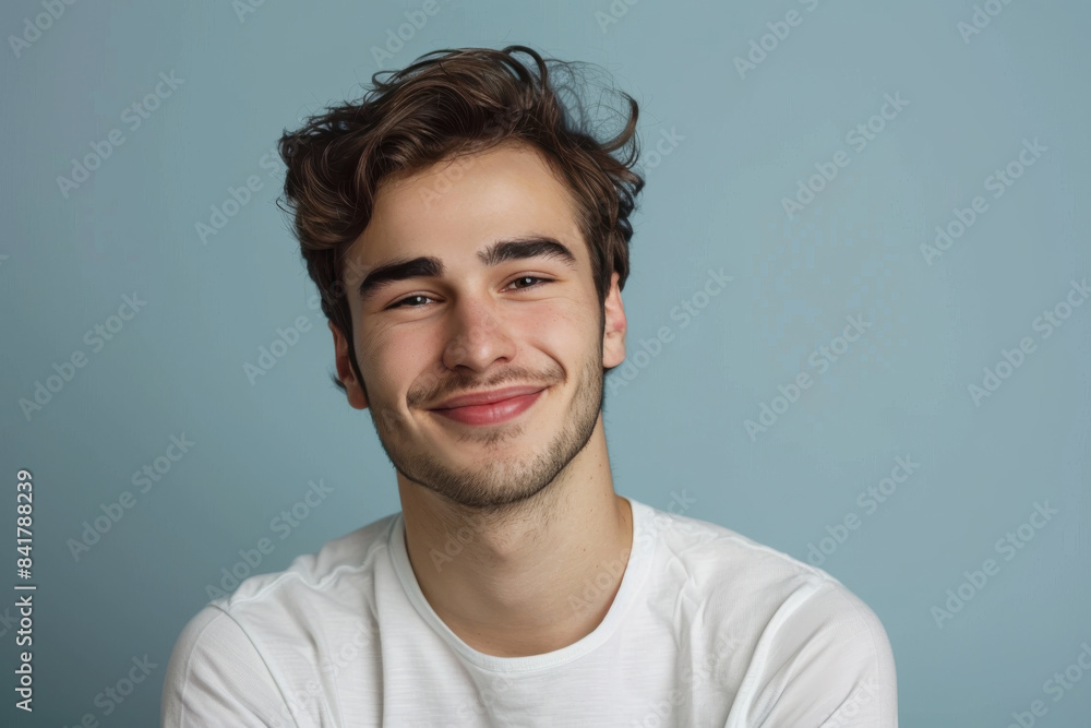Fototapeta premium A close up portrait of a young man with a subtle smile