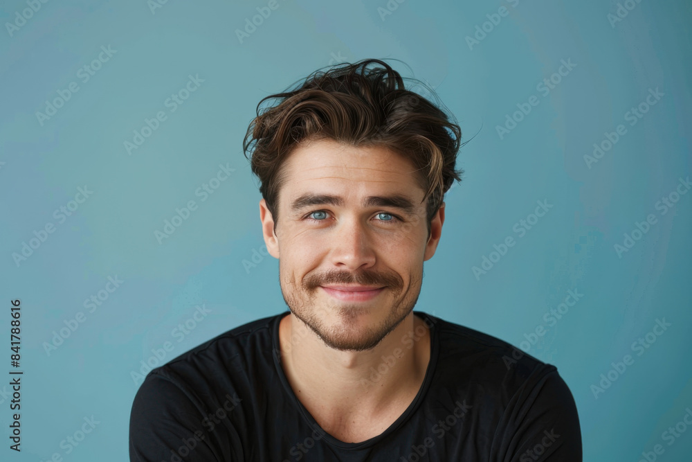 Fototapeta premium A close up portrait of a young man with a subtle smile