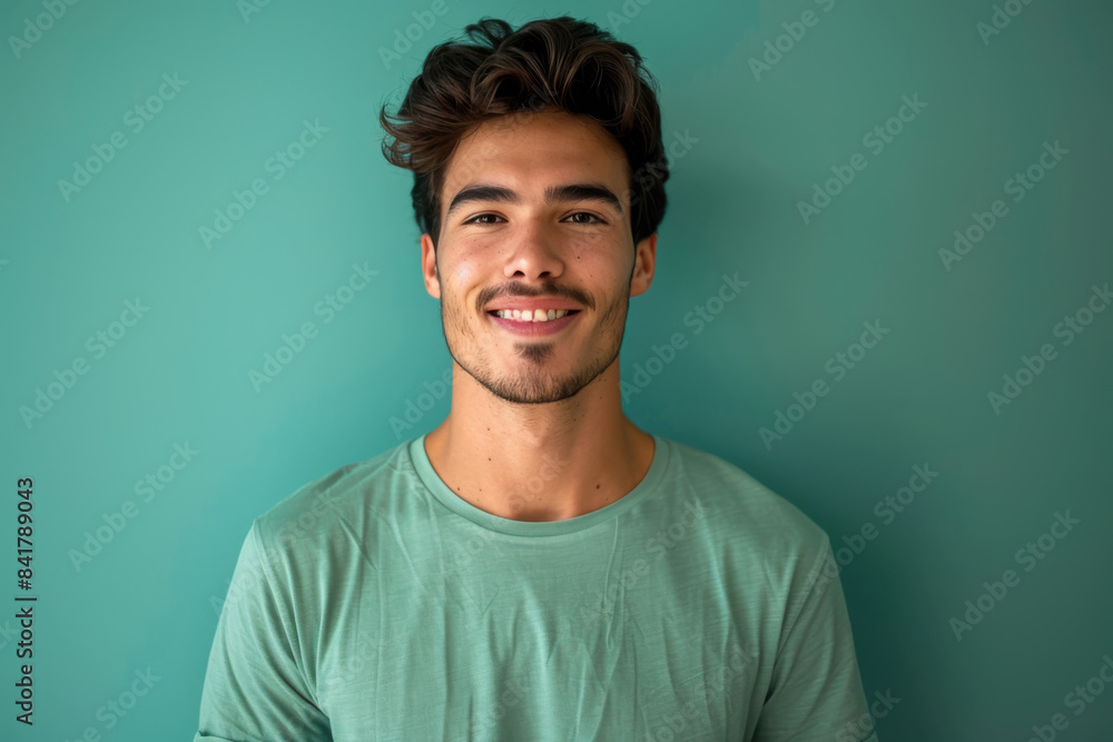 A close up portrait of a young man with a subtle smile A close up portrait of a young man with a subtle smile